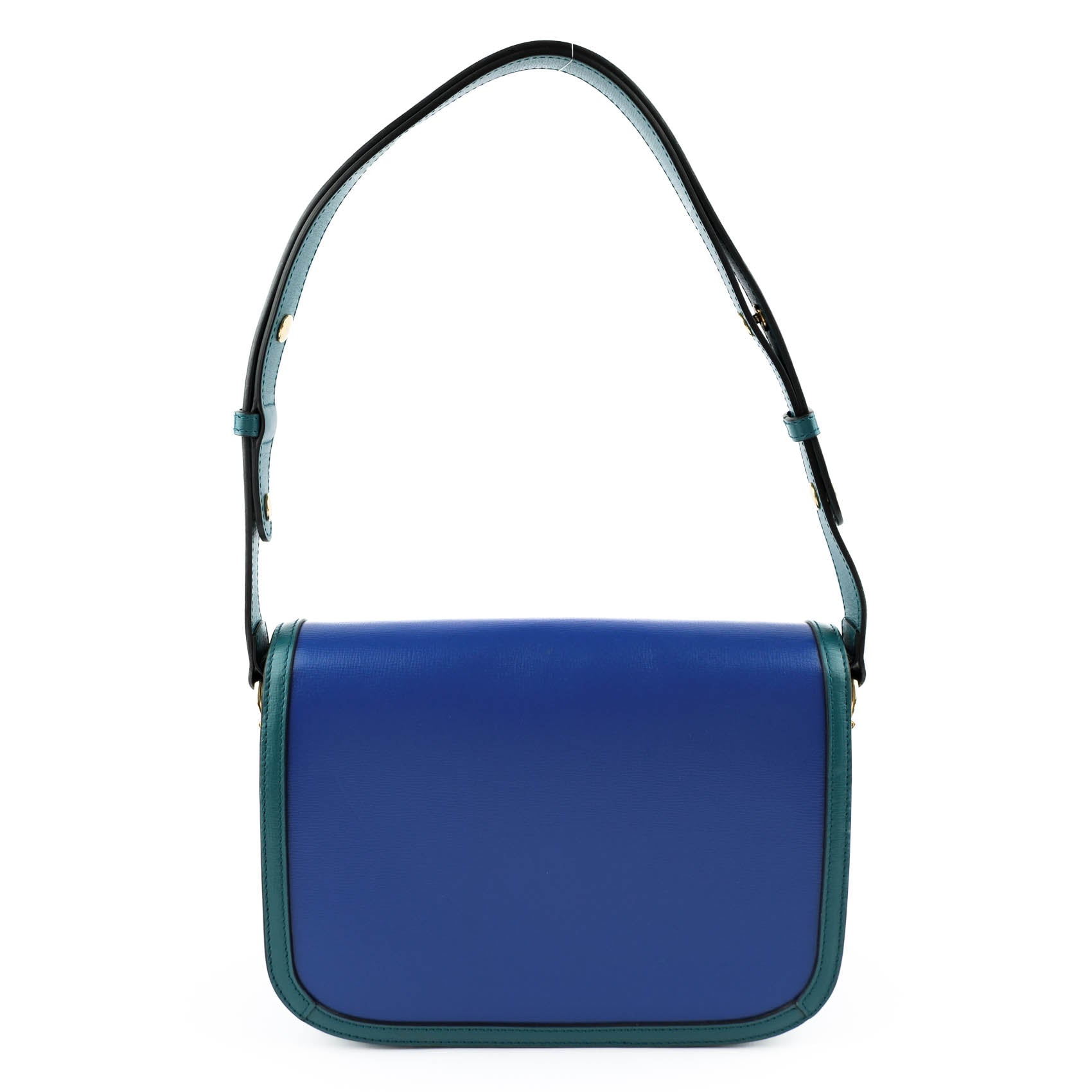 Gucci Horsebit 1955 Small Shoulder Bag in Imperial Blue and Pavone Green Leather