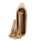 Saint Laurent Paris Becky Leather Chain Wallet in Beige
