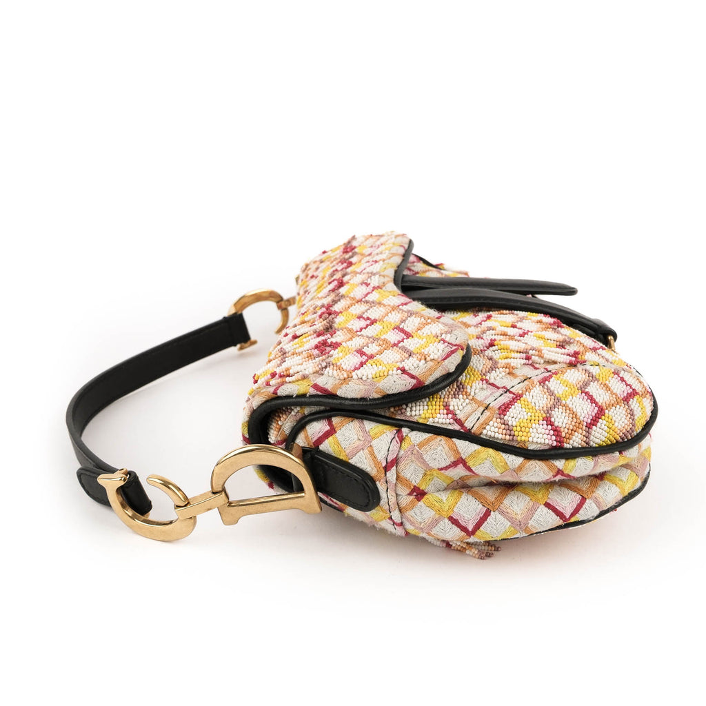Christian Dior Beaded Saddle Bag with Embroidered Strap