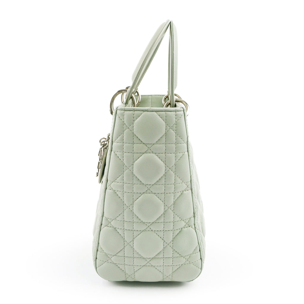 Christian Dior Lady Dior Medium Bag Cannage Lambskin Light Green Leather