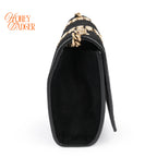 Saint Laurent Suede Star Studded Small Kate Chain Bag - Black