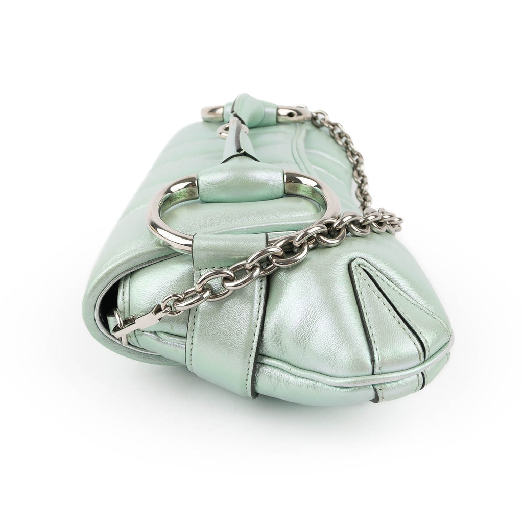 Gucci Horsebit 1955 Large Padded Chain Shoulder Bag - Metallic Mint Green