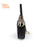 Dior Small Saddle Bag Black Smooth Calfskin Shoulder Bag Antique Gold Hardware