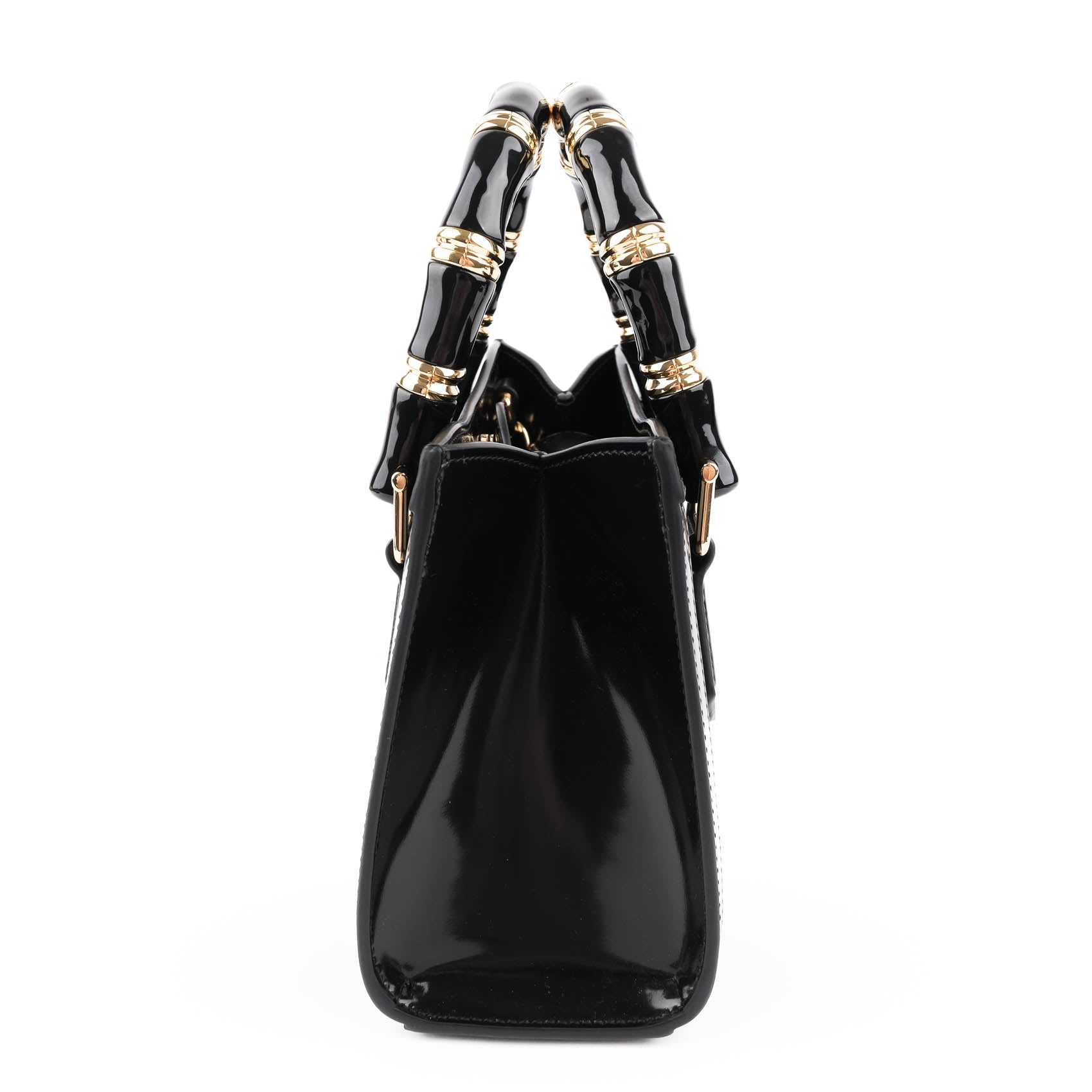 Gucci Diana Mini Bag – Black Patent Leather & Leather Handles