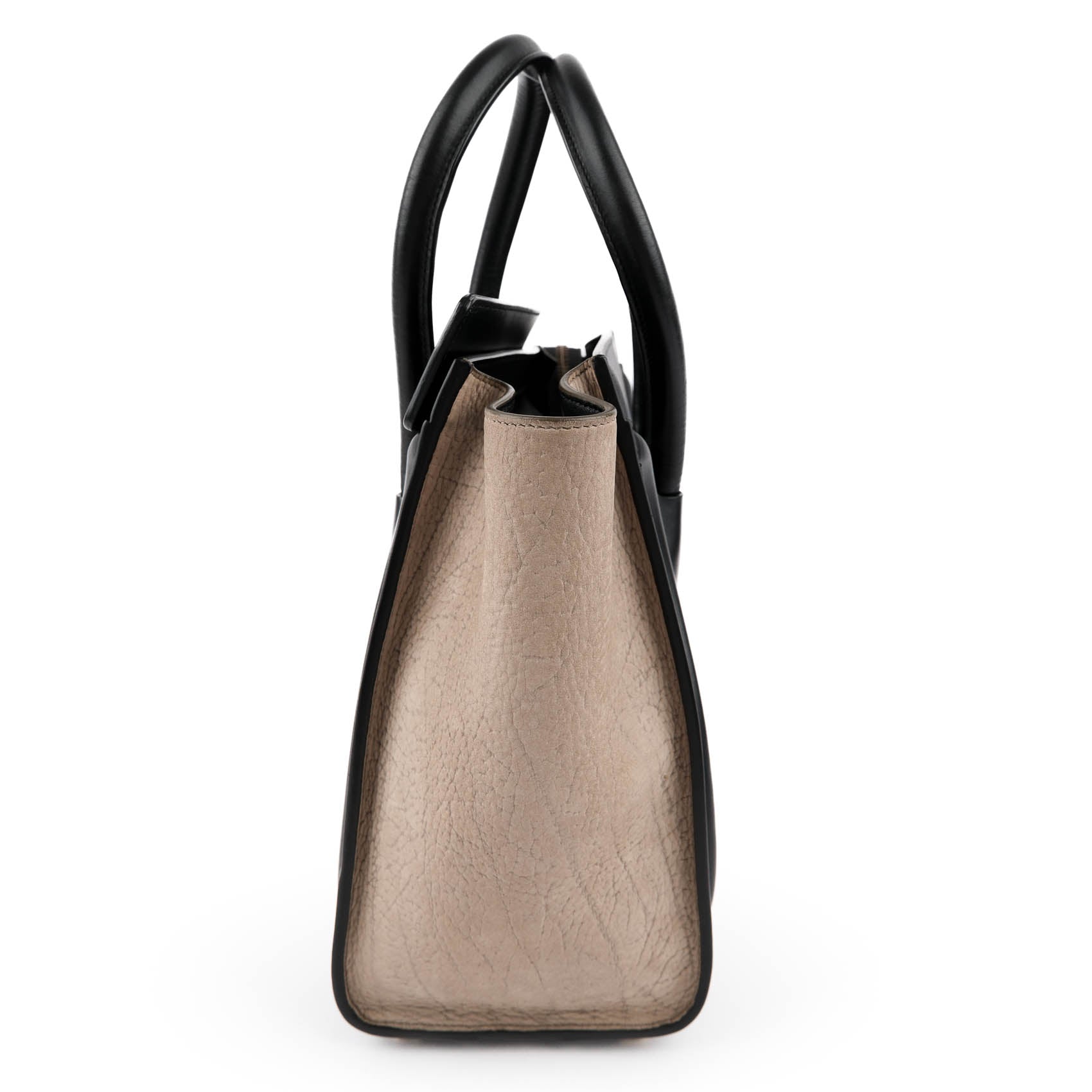 Celine Micro Luggage Tote Tricolor White Black Beige Leather Handbag