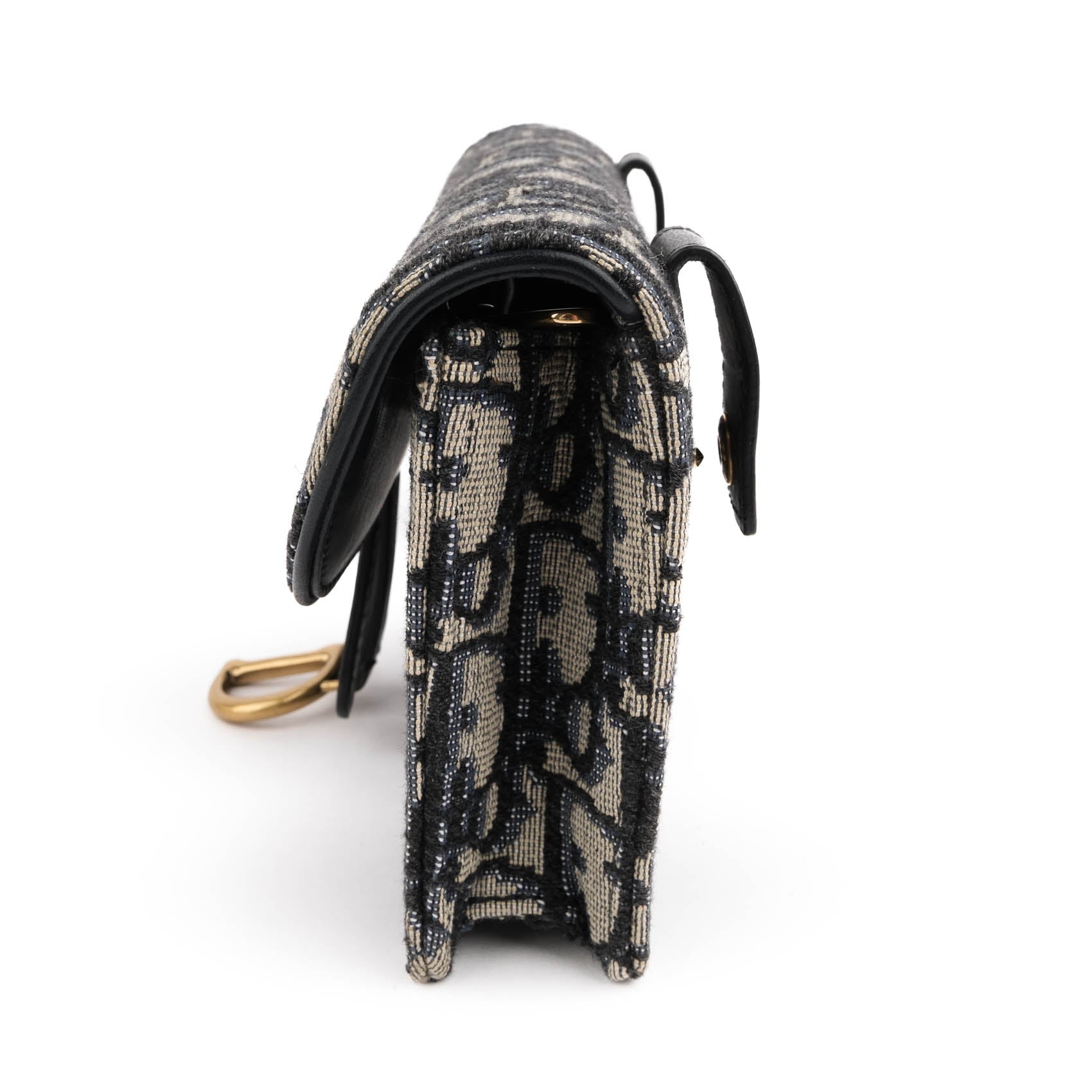 Dior Saddle Belt Pouch in Navy Oblique Jacquard with Aged Gold Hardware