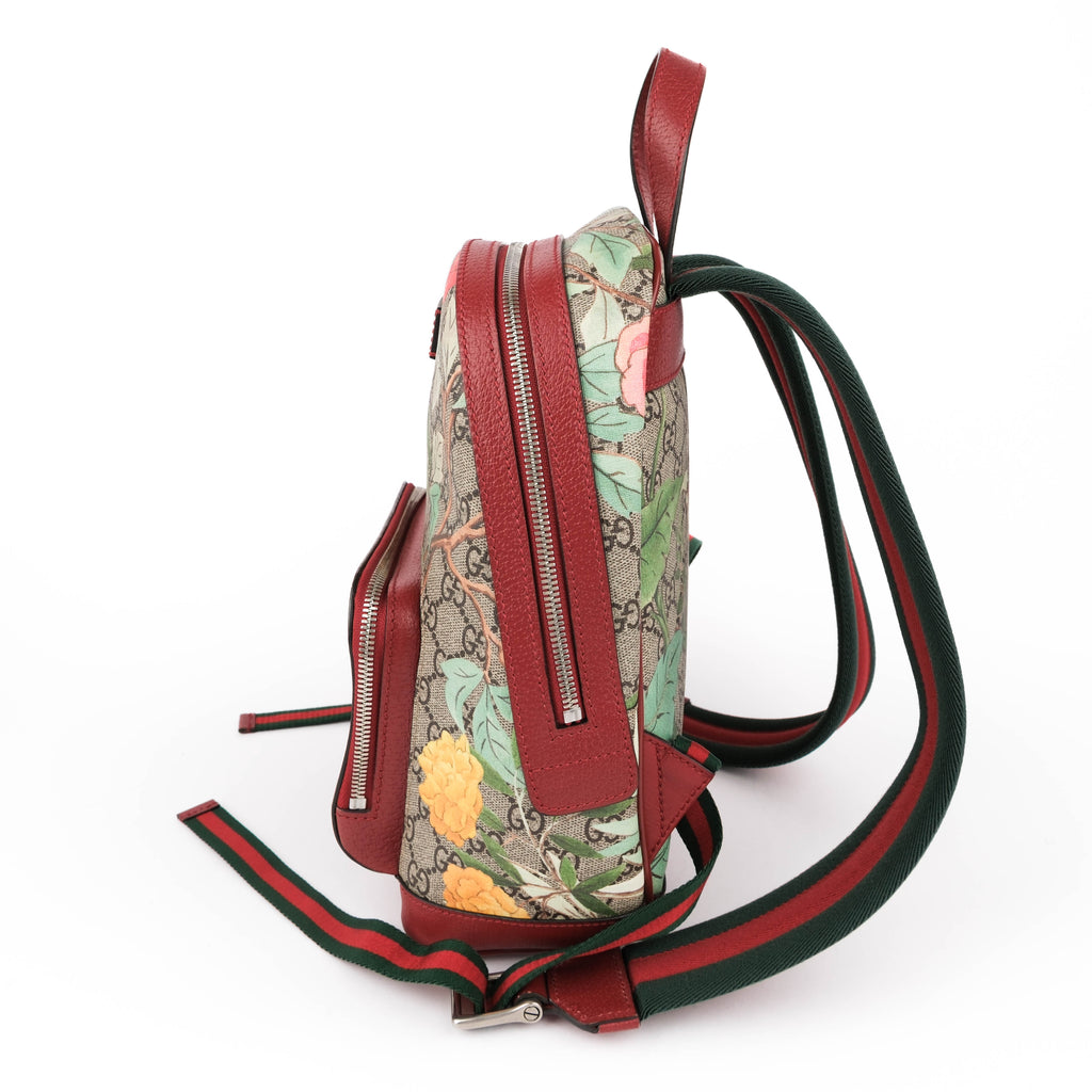 Gucci Tian GG Supreme PVC x Leather Backpack Beige x Red