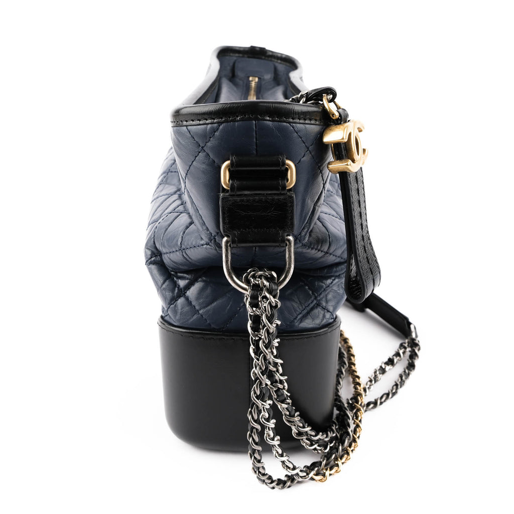 Chanel Gabrielle Medium Hobo Bag Navy Blue & Black Aged Calfskin AS1521