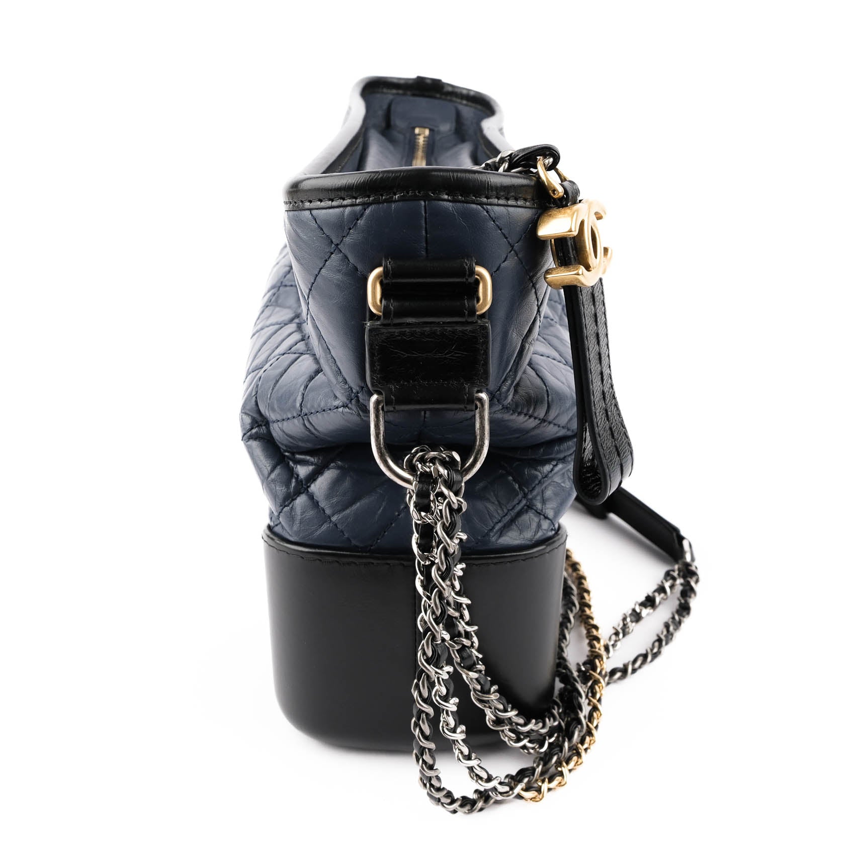 Chanel Gabrielle Medium Hobo Bag Navy Blue & Black Aged Calfskin AS1521