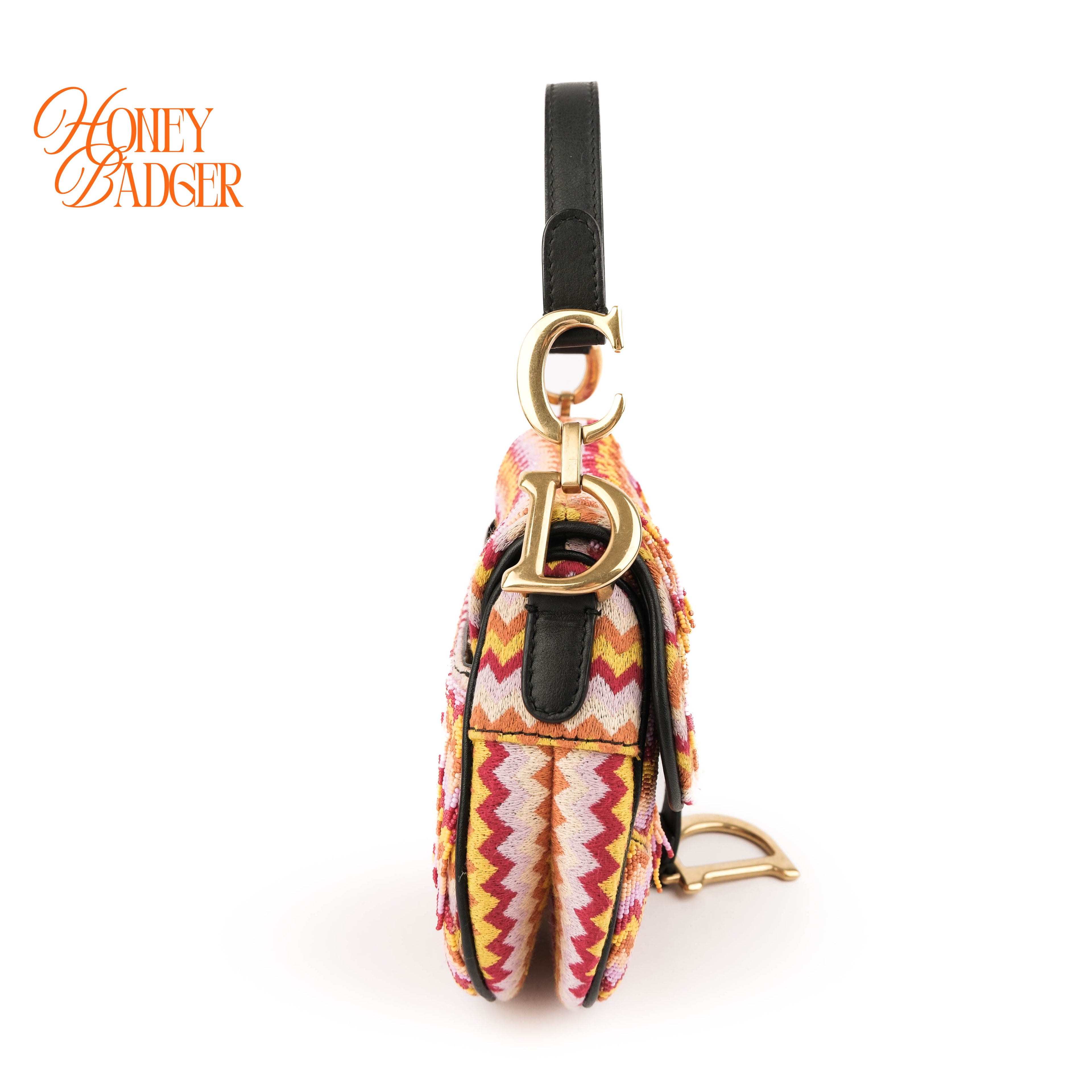 Christian Dior Beaded Saddle Bag - Multicolor Zig-Zag