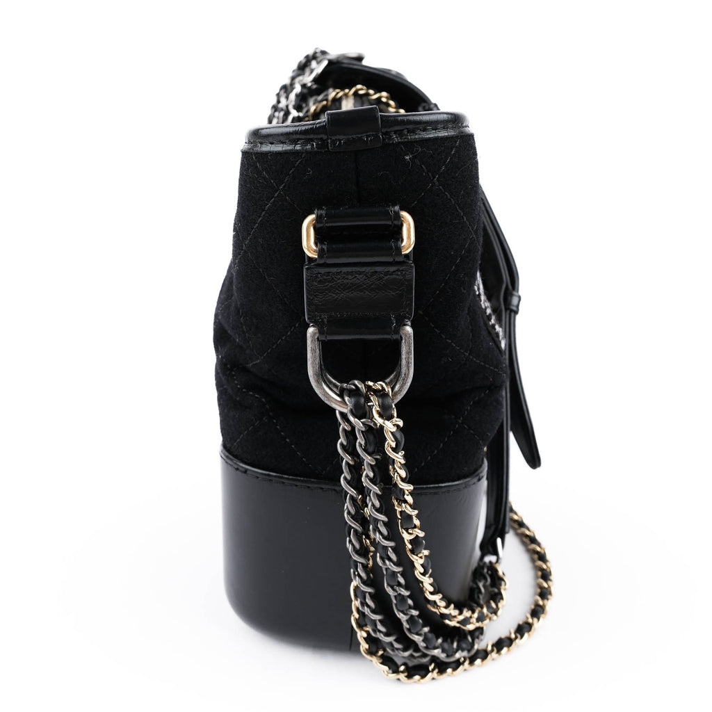 Chanel Medium Gabrielle Hobo Bag in Black Felt and Calfskin