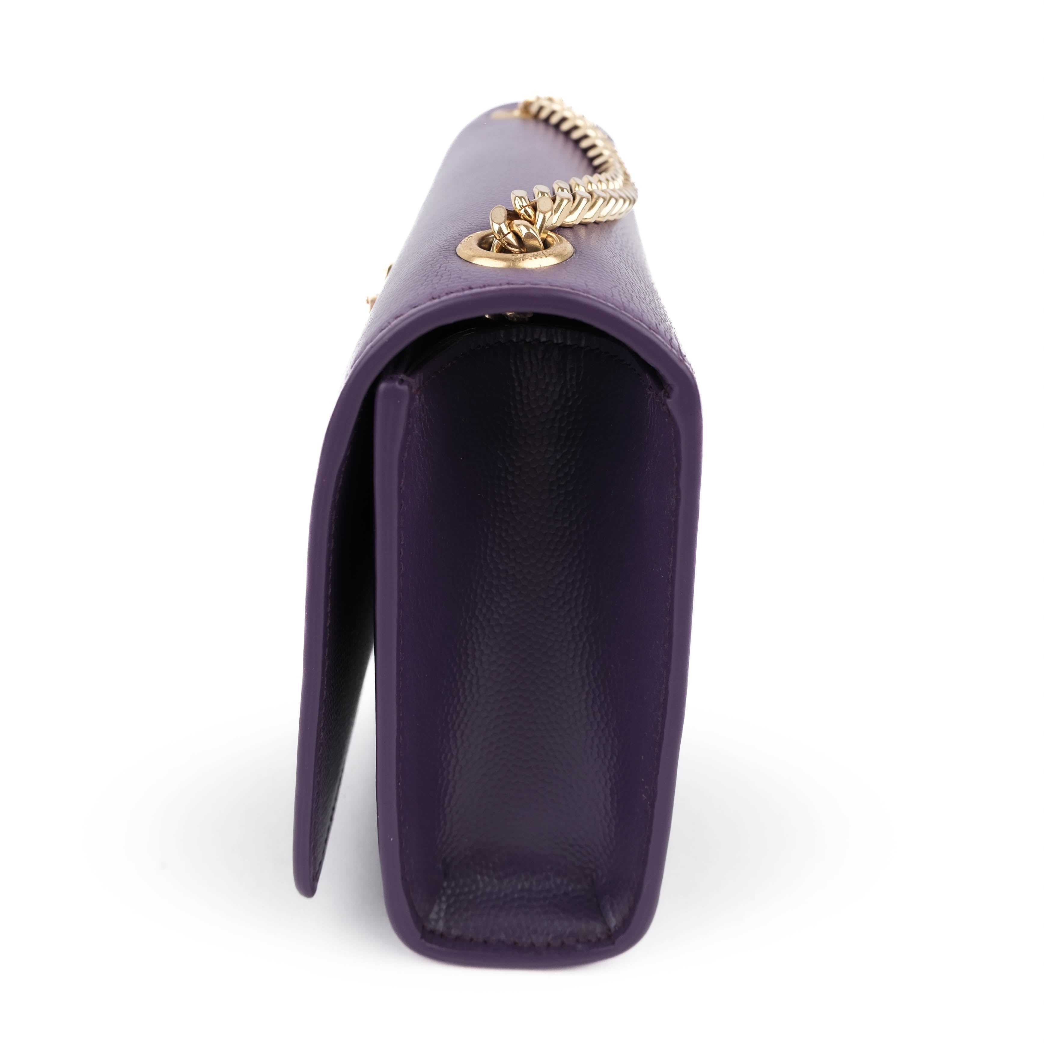 Saint Laurent Small Kate Purple Grained Leather