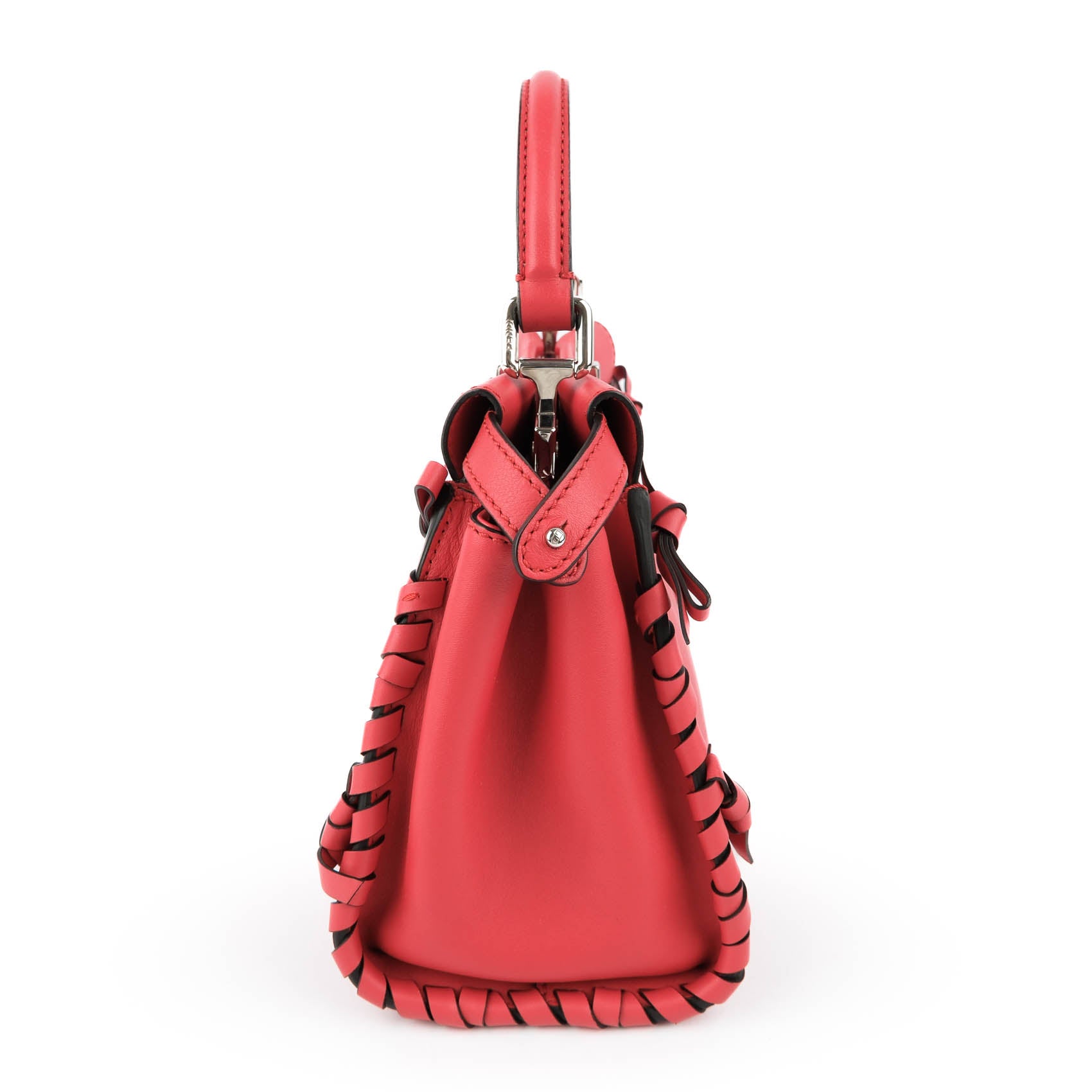 Fendi Mini Peekaboo Lace-Up Sides in Red Calfskin 8BN244