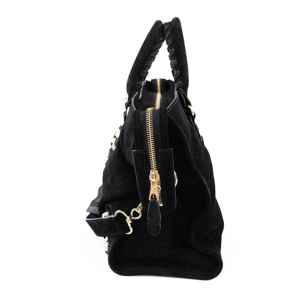 Balenciaga Giant 12 Gold City Black Suede 2-Way 281770 D94JG 1000