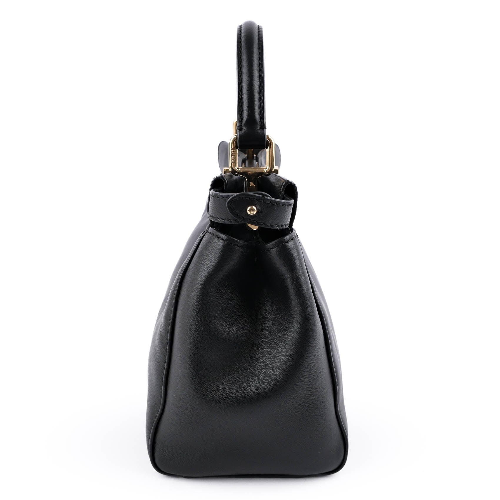 FENDI Mini Peekaboo Black Leather 2WAY Handbag 8BN244