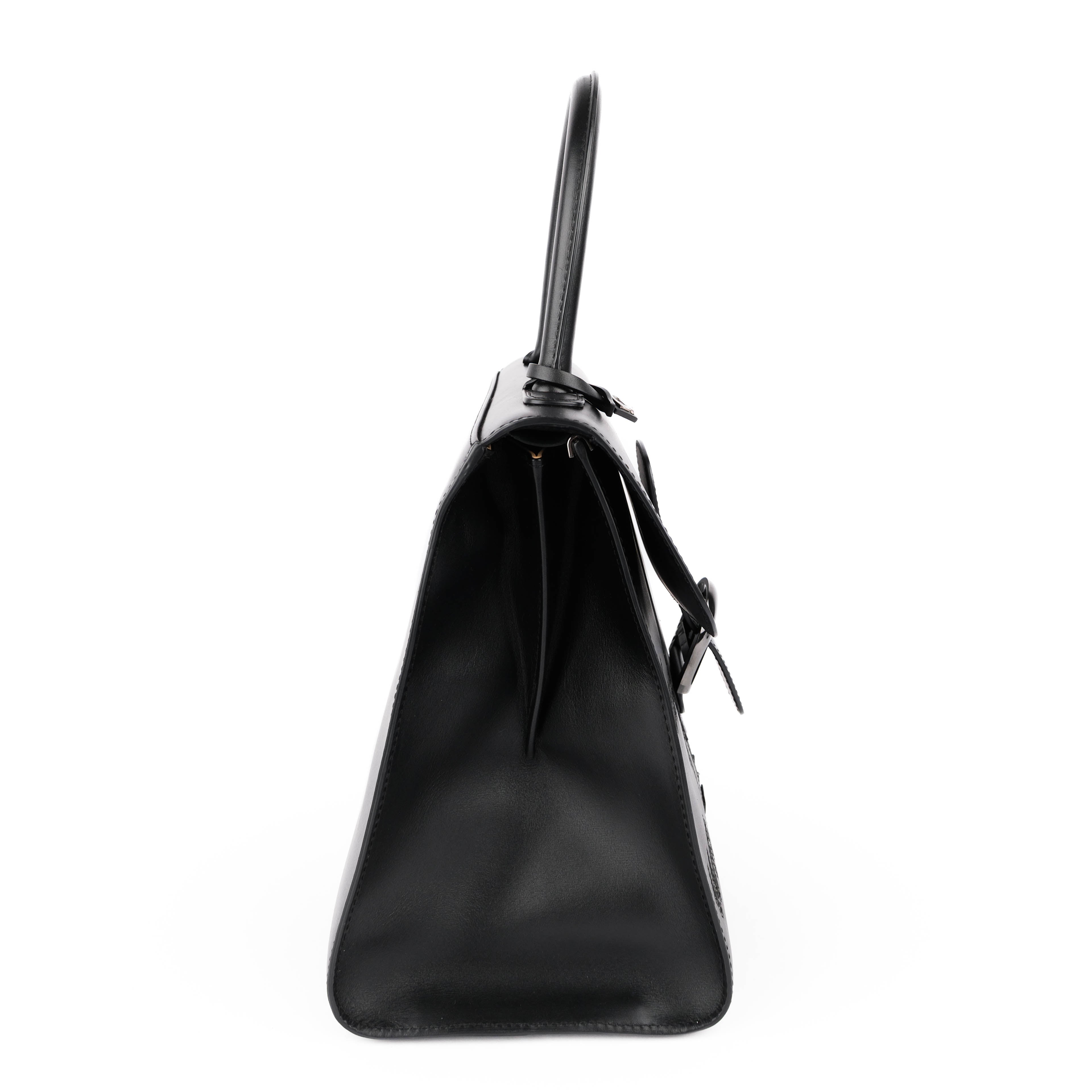 Delvaux Brillant MM L'Humour Handbag - Black Box Calf Leather