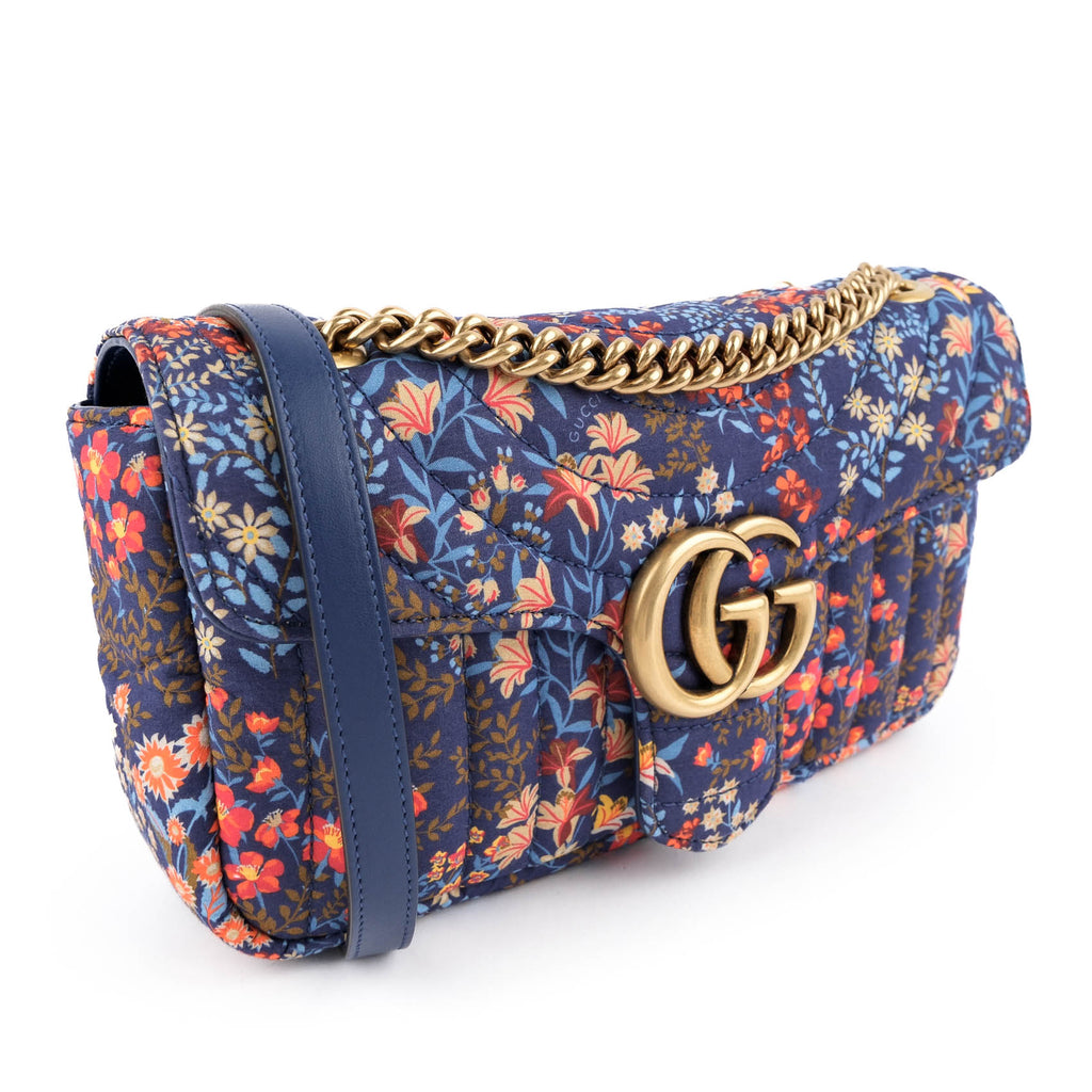 Gucci Small GG Marmont Floral Print Canvas Shoulder Bag