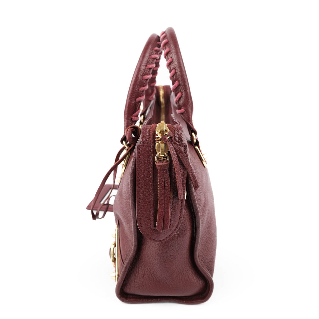 Balenciaga Classic Metallic Edge Small City - Bordeaux