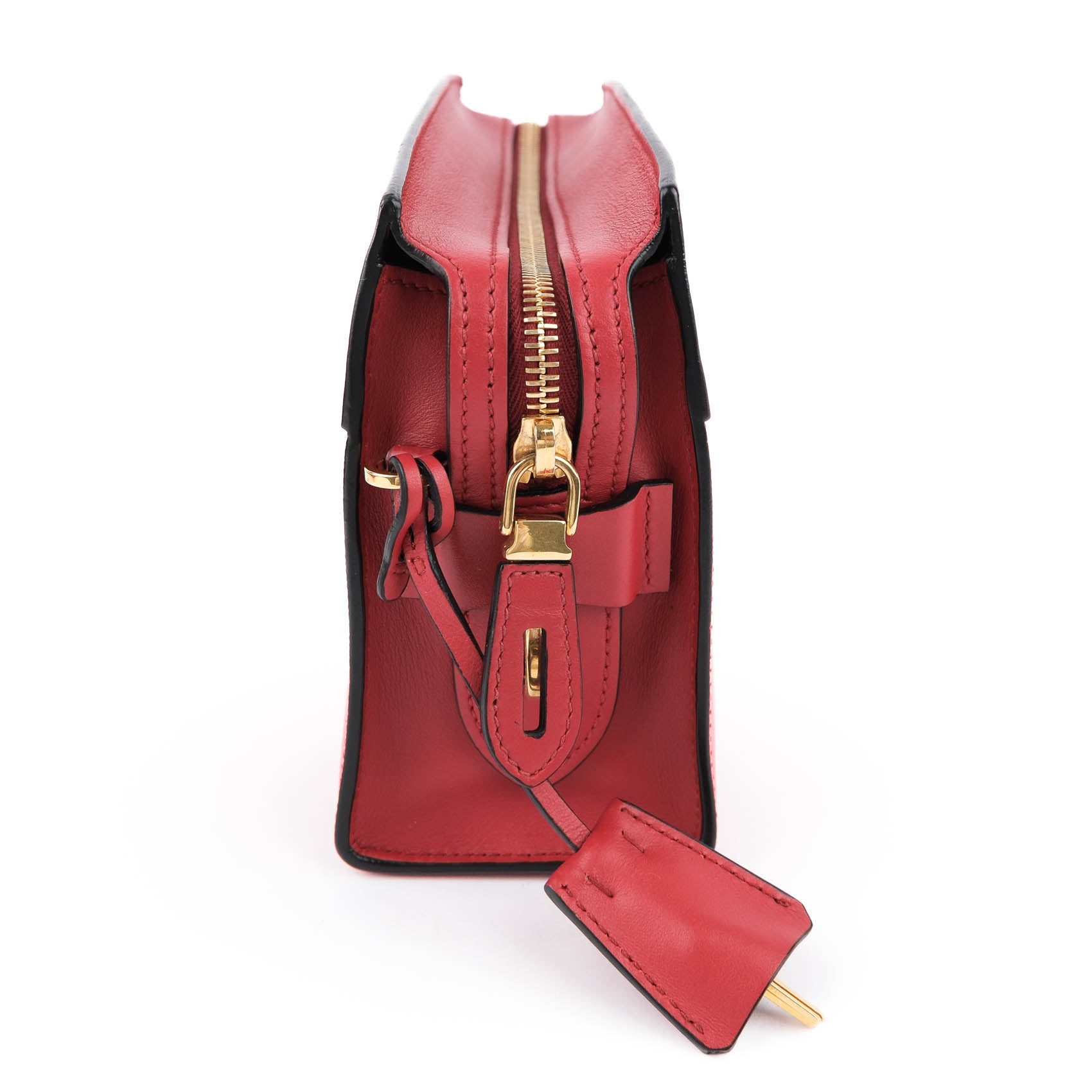 Prada Esplanade Crossbody Saffiano City Calf Red Leather Shoulder Bag 1BH043 Gold Hardware