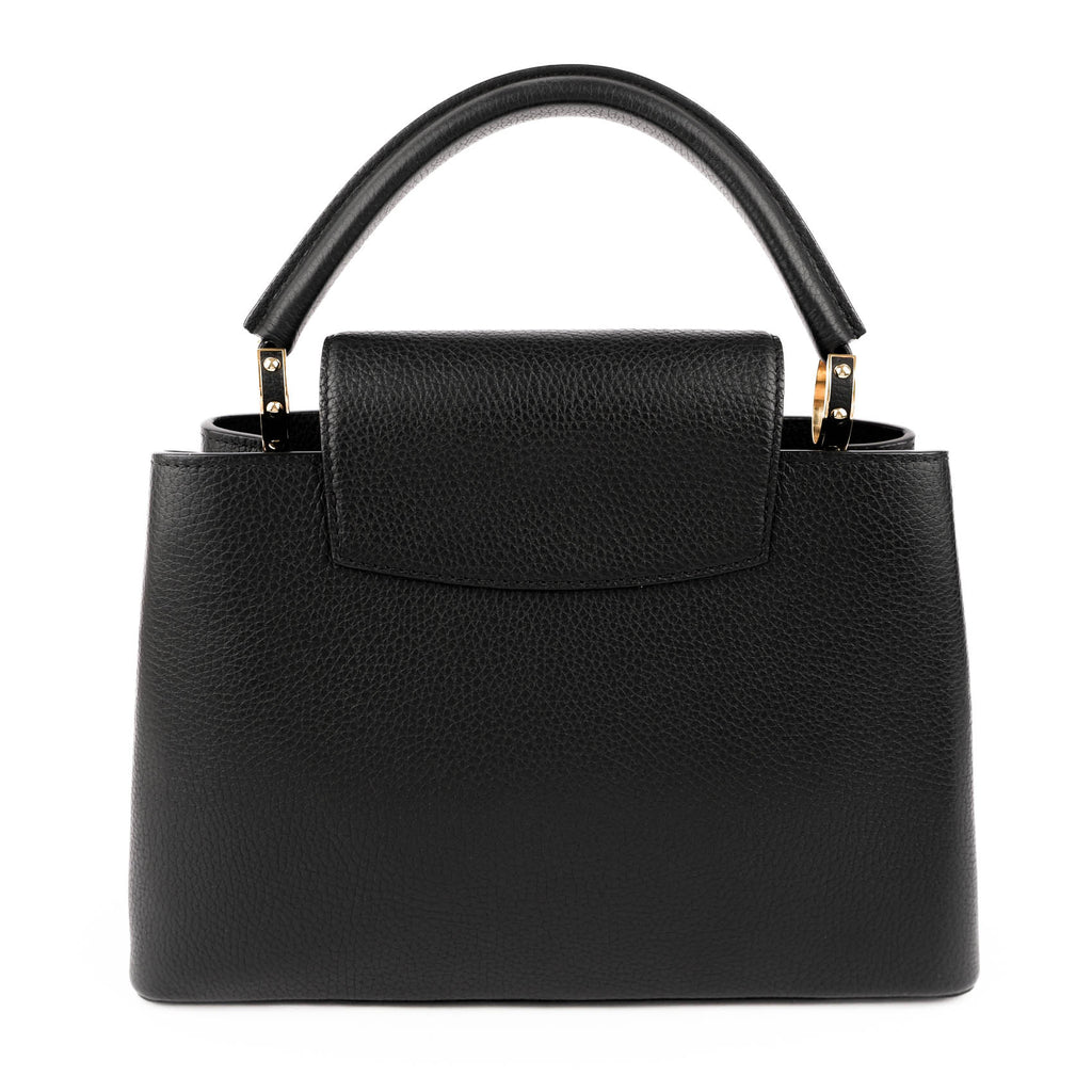 Louis Vuitton Capucines PM M54311 Black Taurillon Leather Monogram Flower Studs 2-Way Handbag RFID