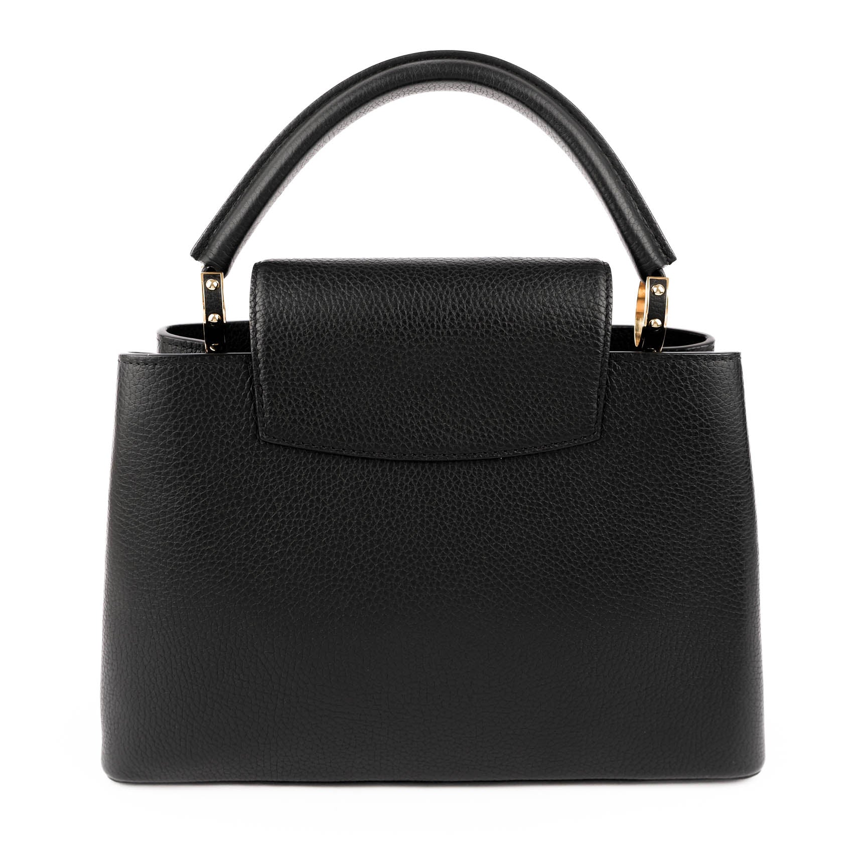 Louis Vuitton Capucines PM M54311 Black Taurillon Leather Monogram Flower Studs 2-Way Handbag RFID