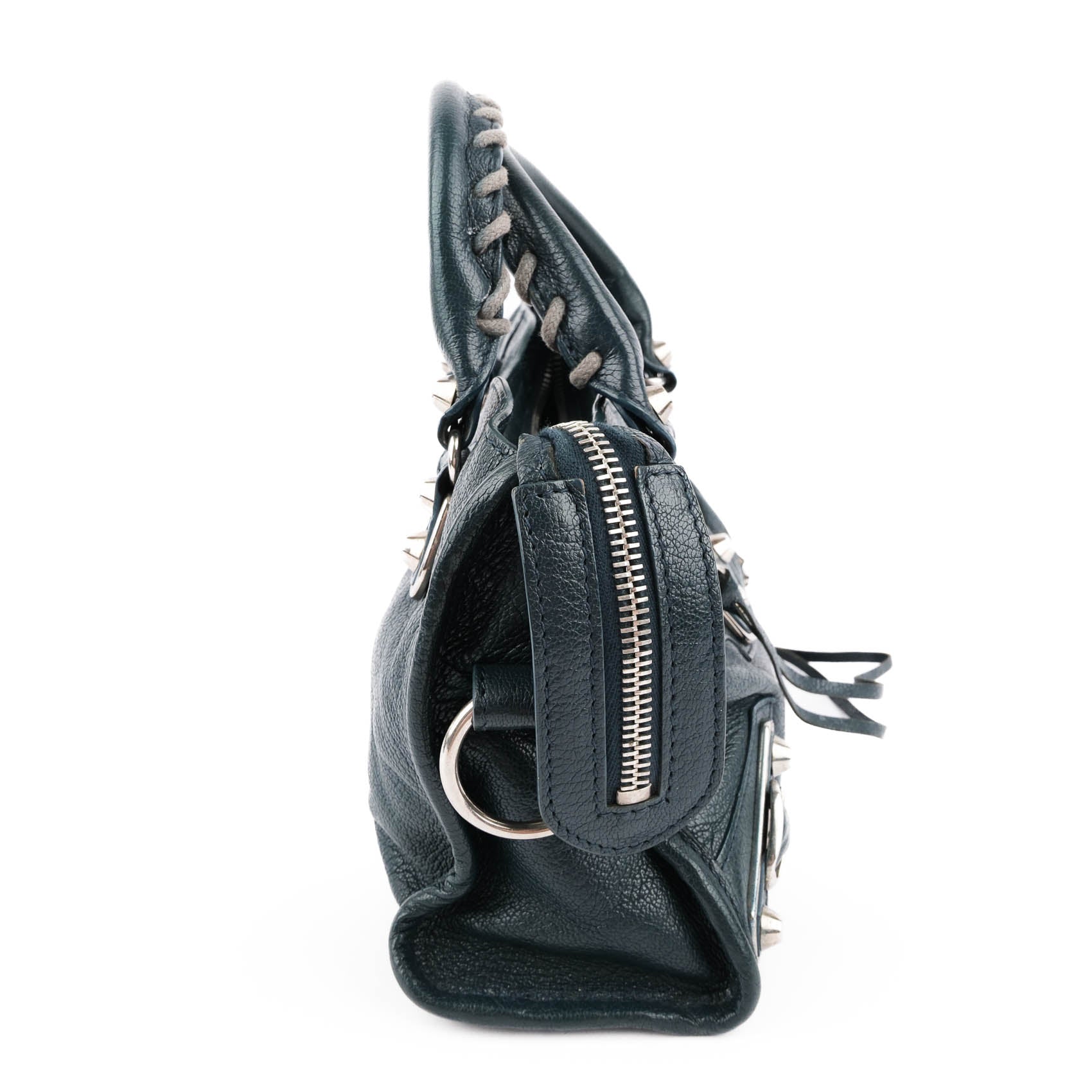 Balenciaga Classic Metallic Edge Mini City Leather 2-Way Handbag Green