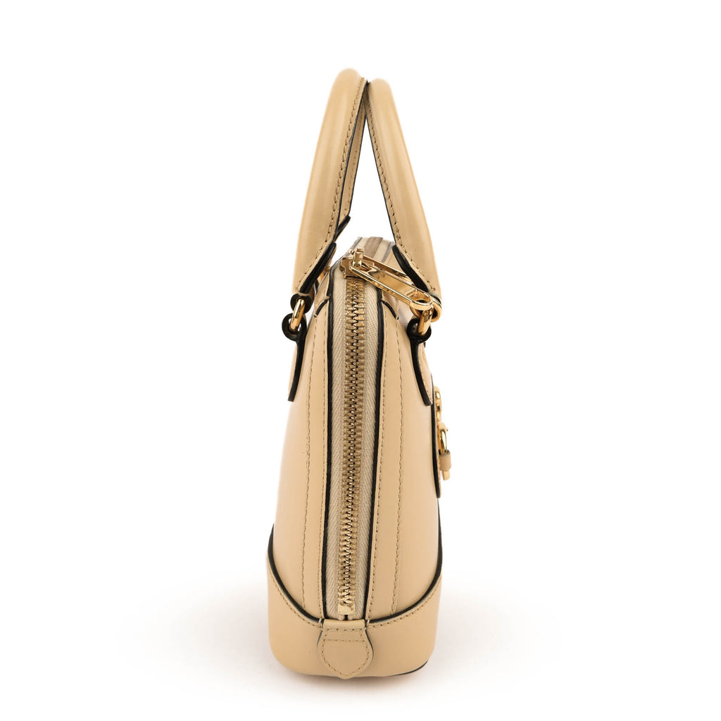 Gucci Horsebit 1955 Mini Top Handle Bag 640716 Smooth Leather Beige Gold Hardware 2-Way