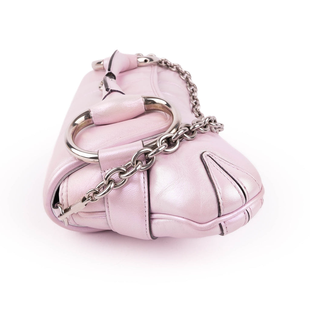 Gucci Metallic Purple Quilted Leather Large Horsebit Chain Bag with Silver Hardware