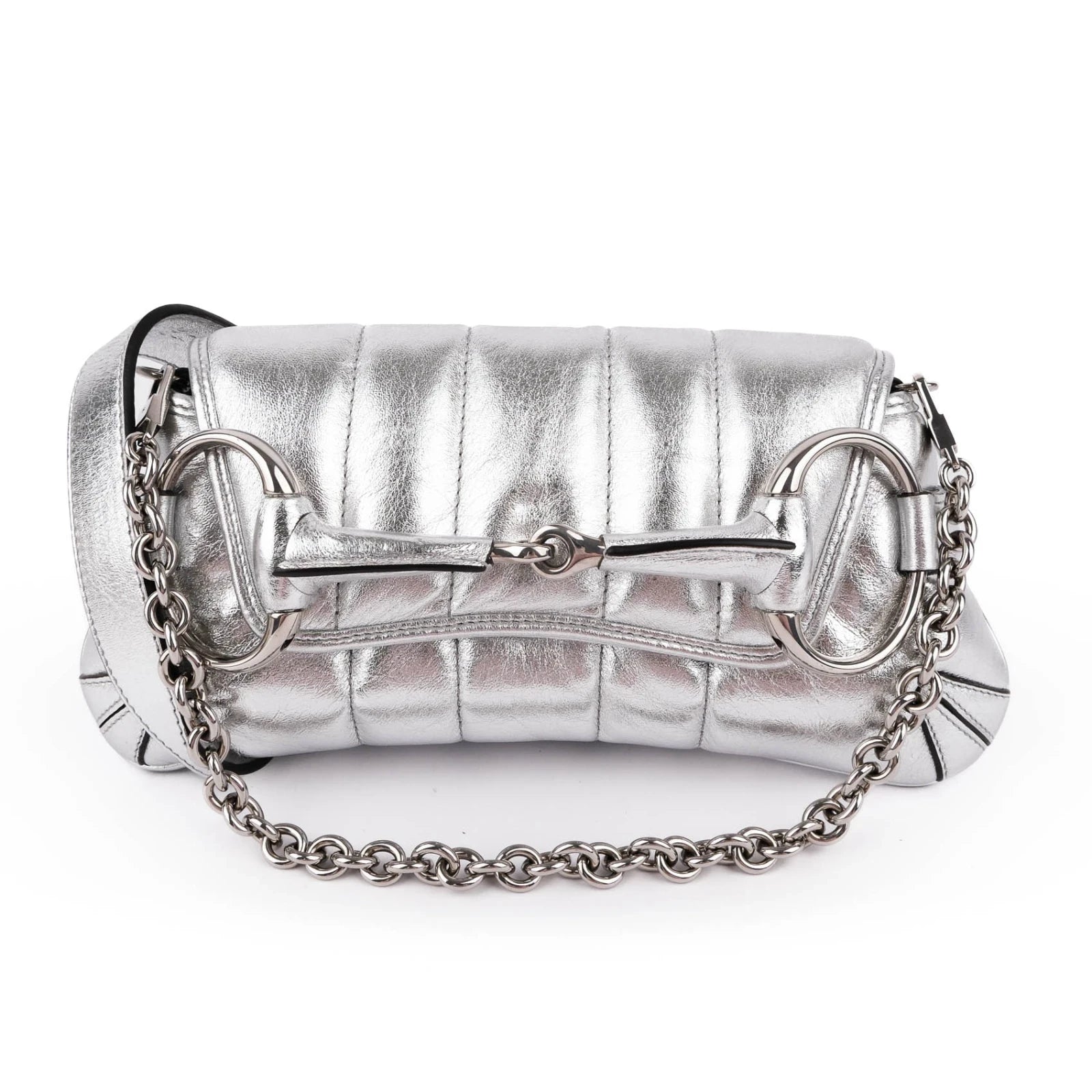 Gucci Horsebit 1955 Small Leather Silver Rank S