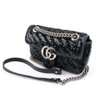 Gucci GG Marmont Medium Sequin Chain Shoulder Bag Black Rank S
