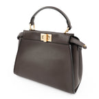 Fendi Peekaboo Mini 2way Handbag Smooth Leather Dark Brown Gold Hardware 8BN244