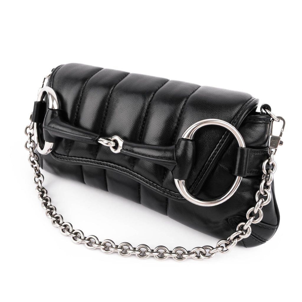 Gucci Small Horsebit Chain Shoulder Bag Black