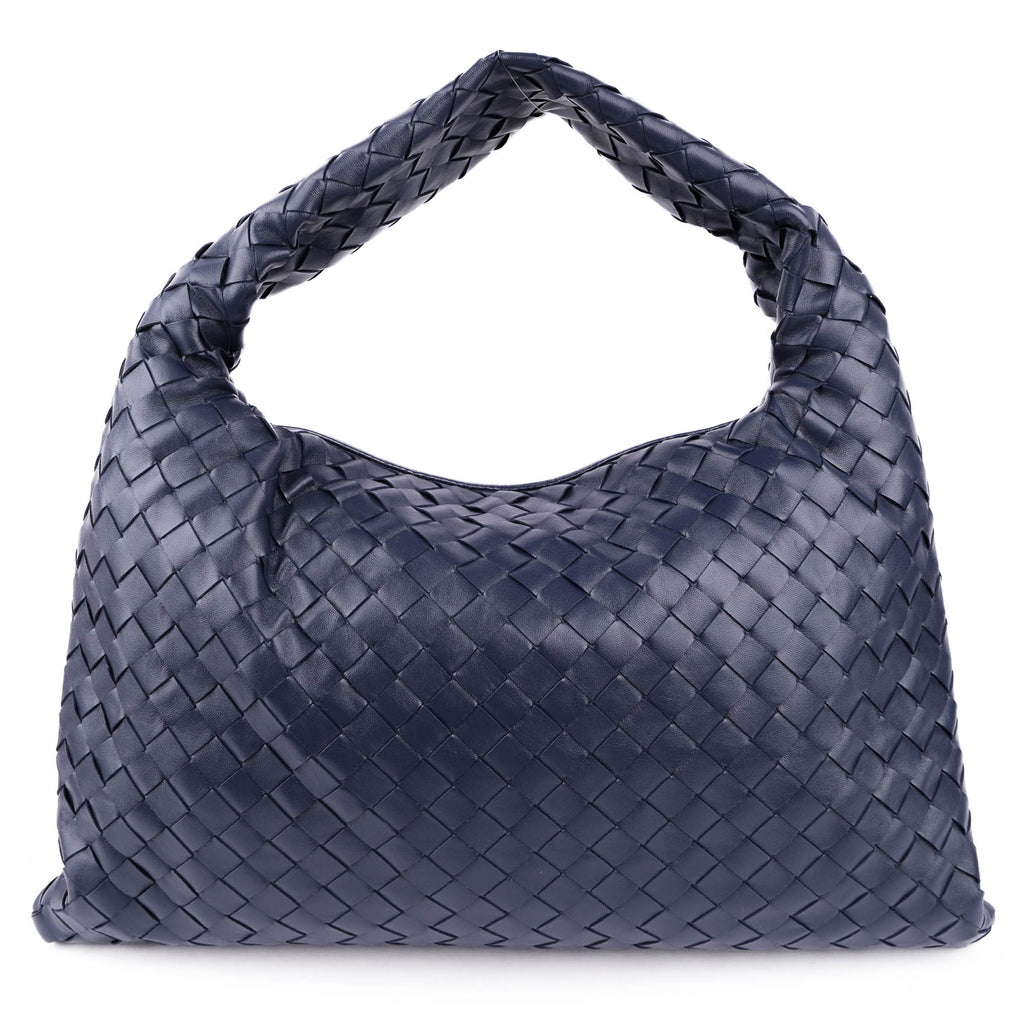 Bottega Veneta Medium Hop Intrecciato Leather Hobo Bag - Navy