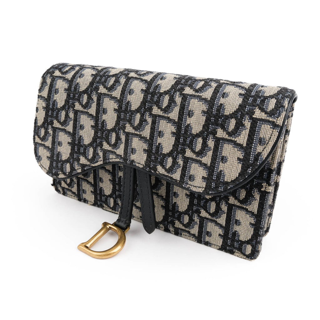 Dior Saddle Belt Pouch in Navy Oblique Jacquard with Aged Gold Hardware