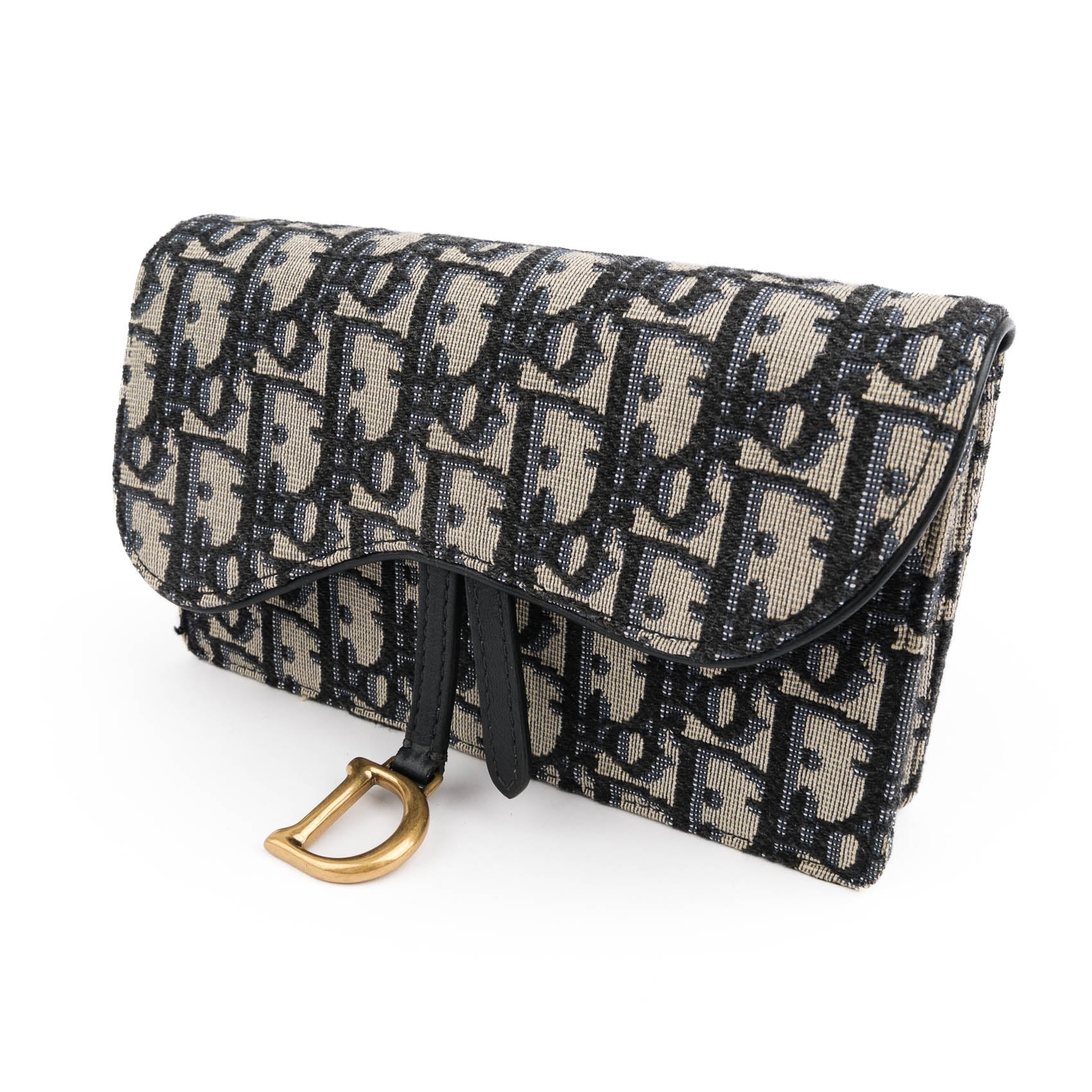 Dior Saddle Belt Pouch in Navy Oblique Jacquard with Aged Gold Hardware