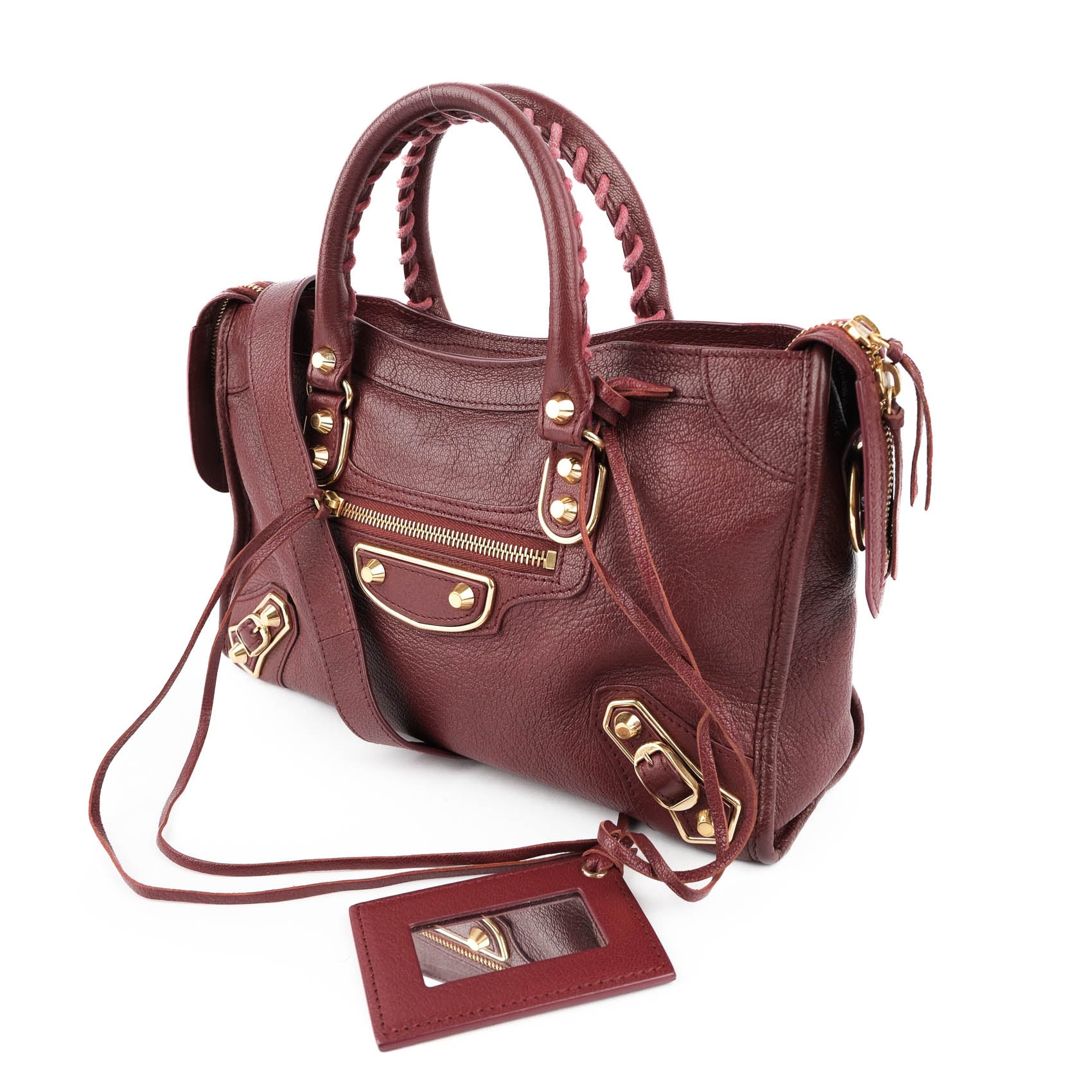 Balenciaga Classic Metallic Edge Small City - Bordeaux