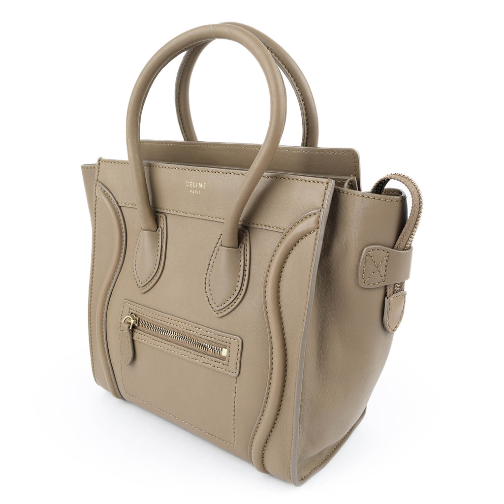Celine Medium Luggage Tote - Taupe Smooth Leather Gold Hardware
