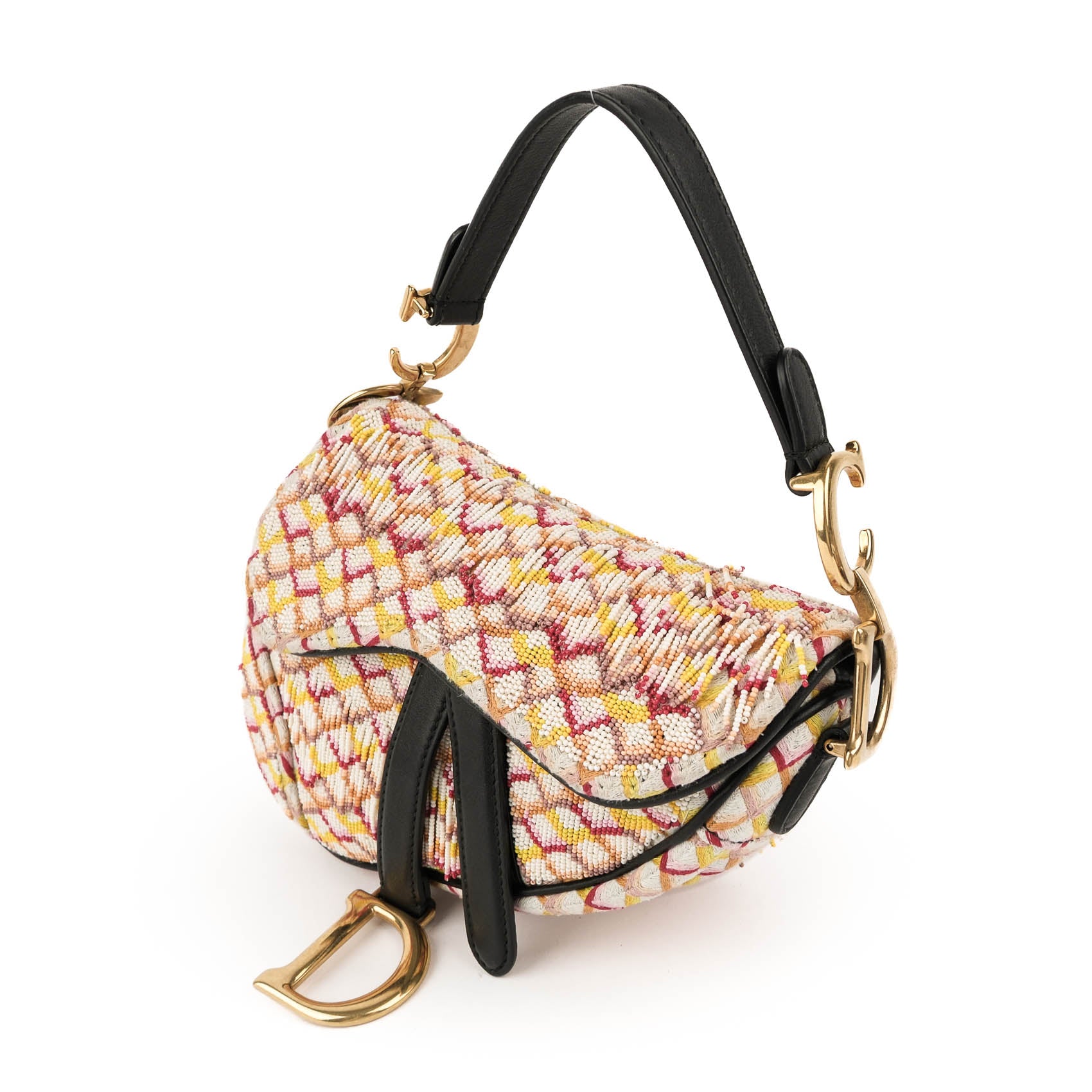Christian Dior Beaded Saddle Bag with Embroidered Strap