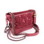 Chanel Gabrielle Small Hobo Bag A91810 Pink Tweed Calfskin Leather Mixed Hardware CC Logo Crossbody Chain Shoulder