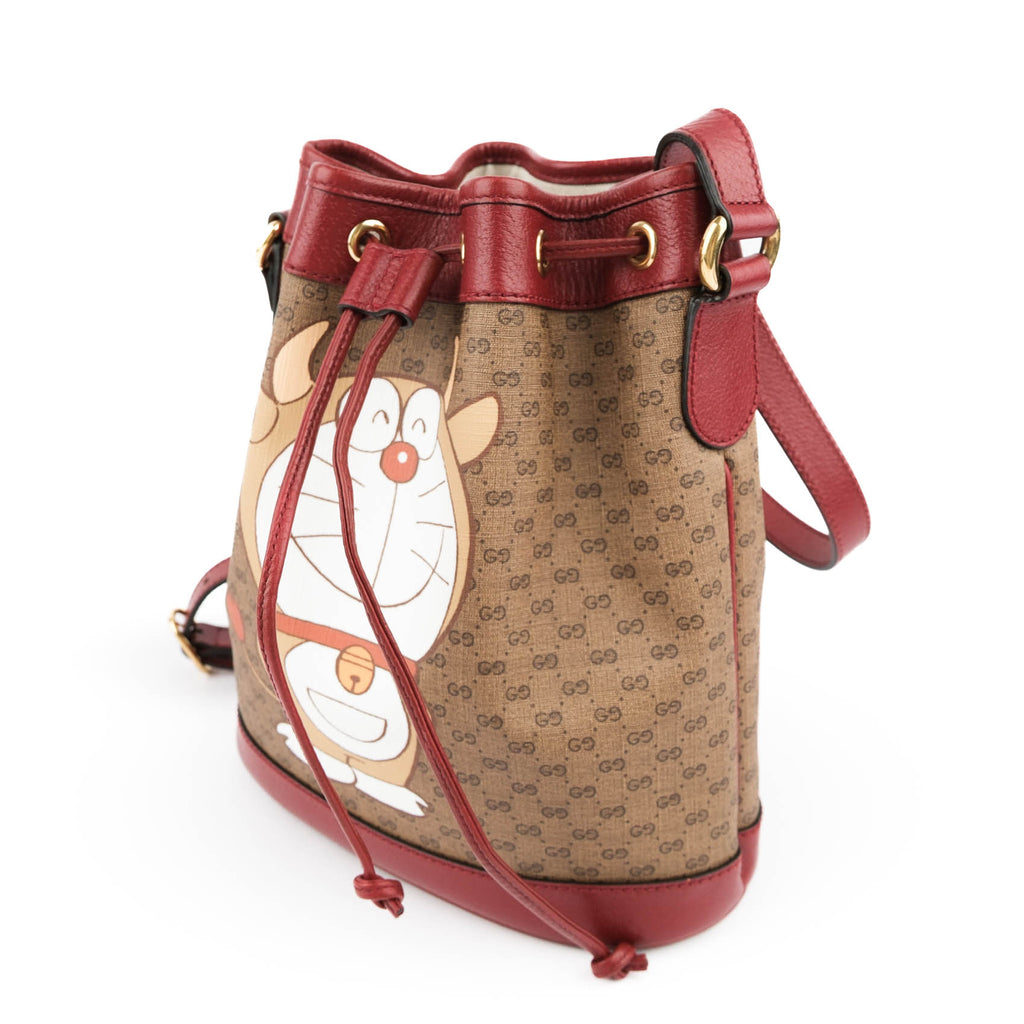 Gucci x Doraemon Limited Edition Mini Bucket Bag GG Supreme Canvas Red 647801