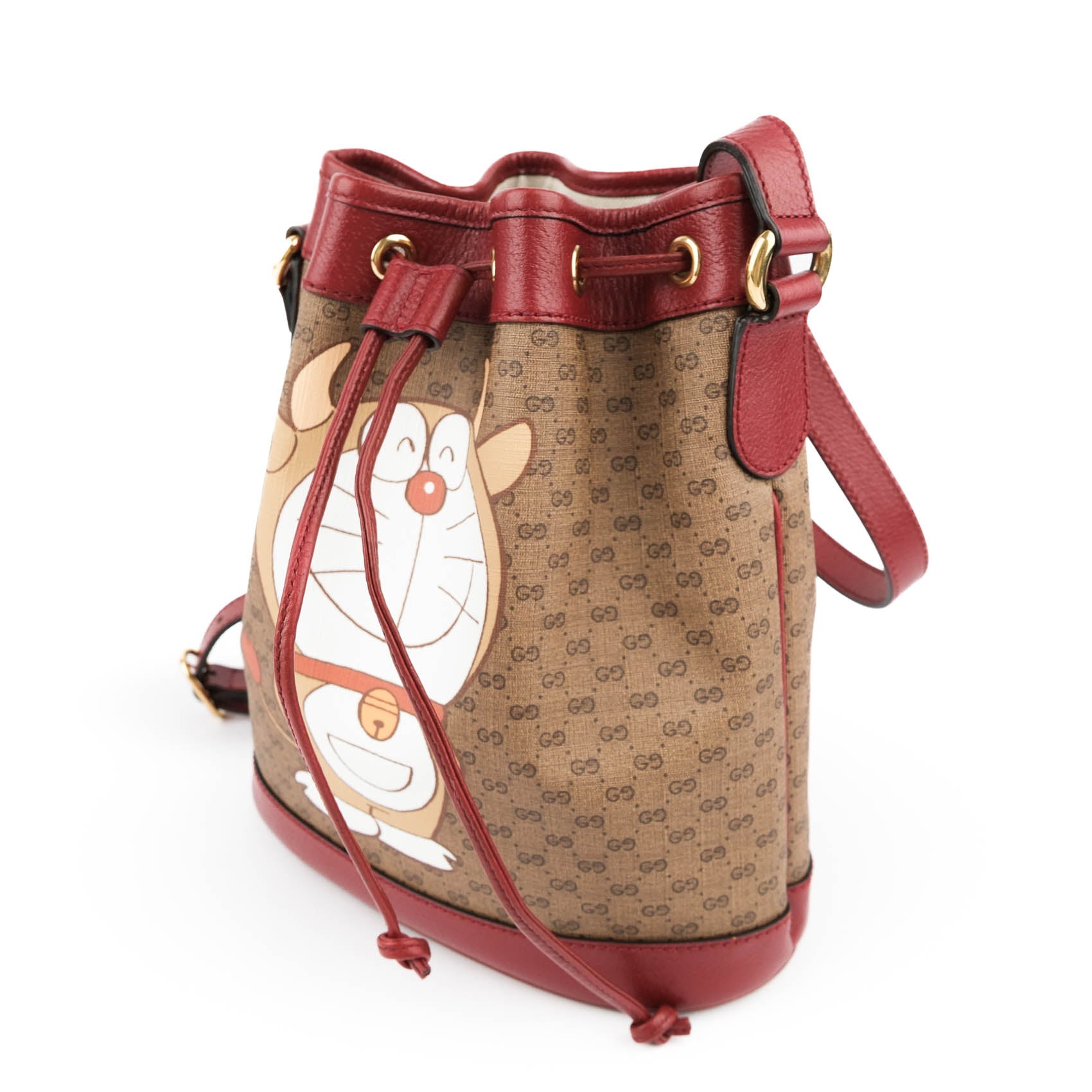 Gucci x Doraemon Limited Edition Mini Bucket Bag GG Supreme Canvas Red 647801