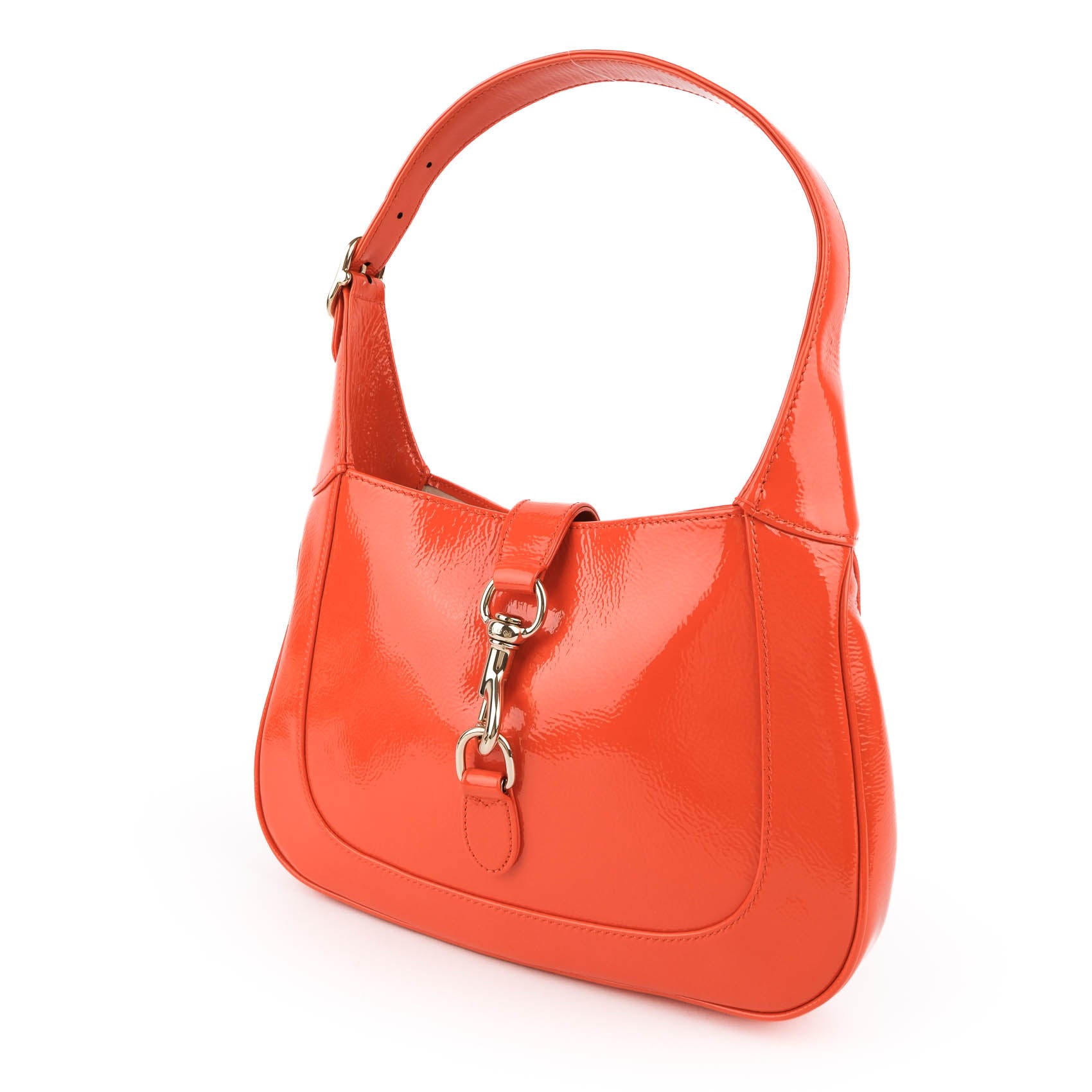 Gucci Jackie Small Shoulder Bag in Orange Patent Leather