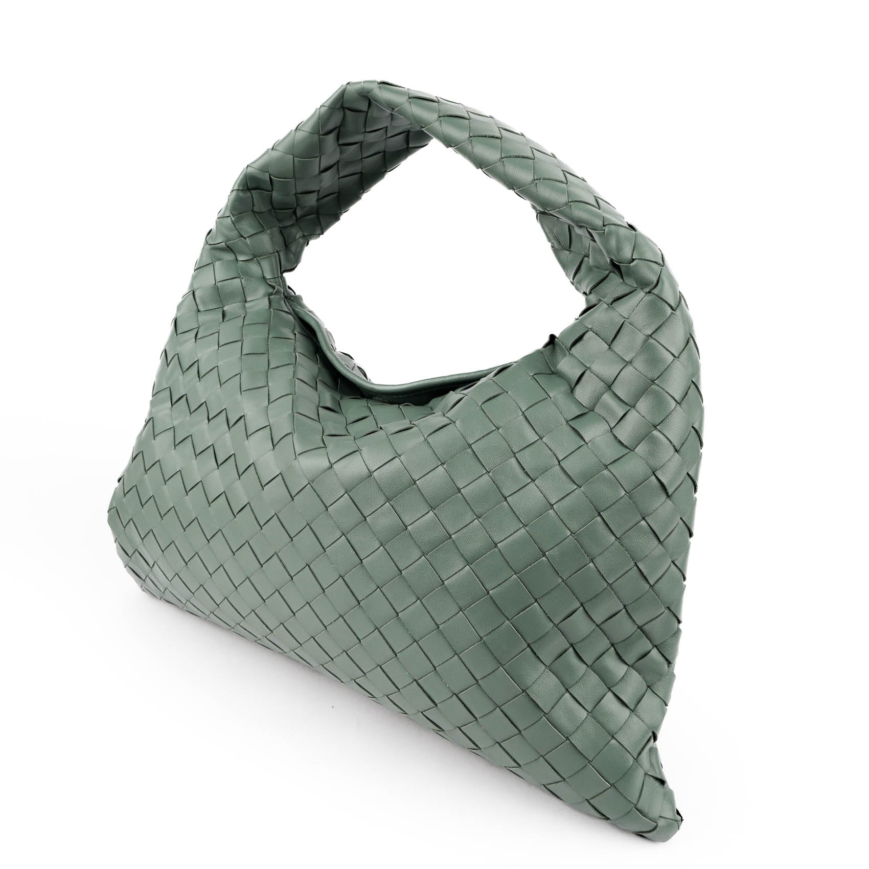 Bottega Veneta Small Hop Bag in Aloe Green Intrecciato Leather