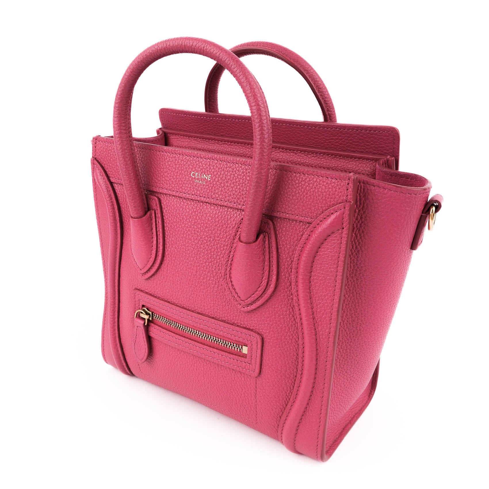 CELINE Nano Luggage Bag in Drummed Calfskin - Pink (2019)