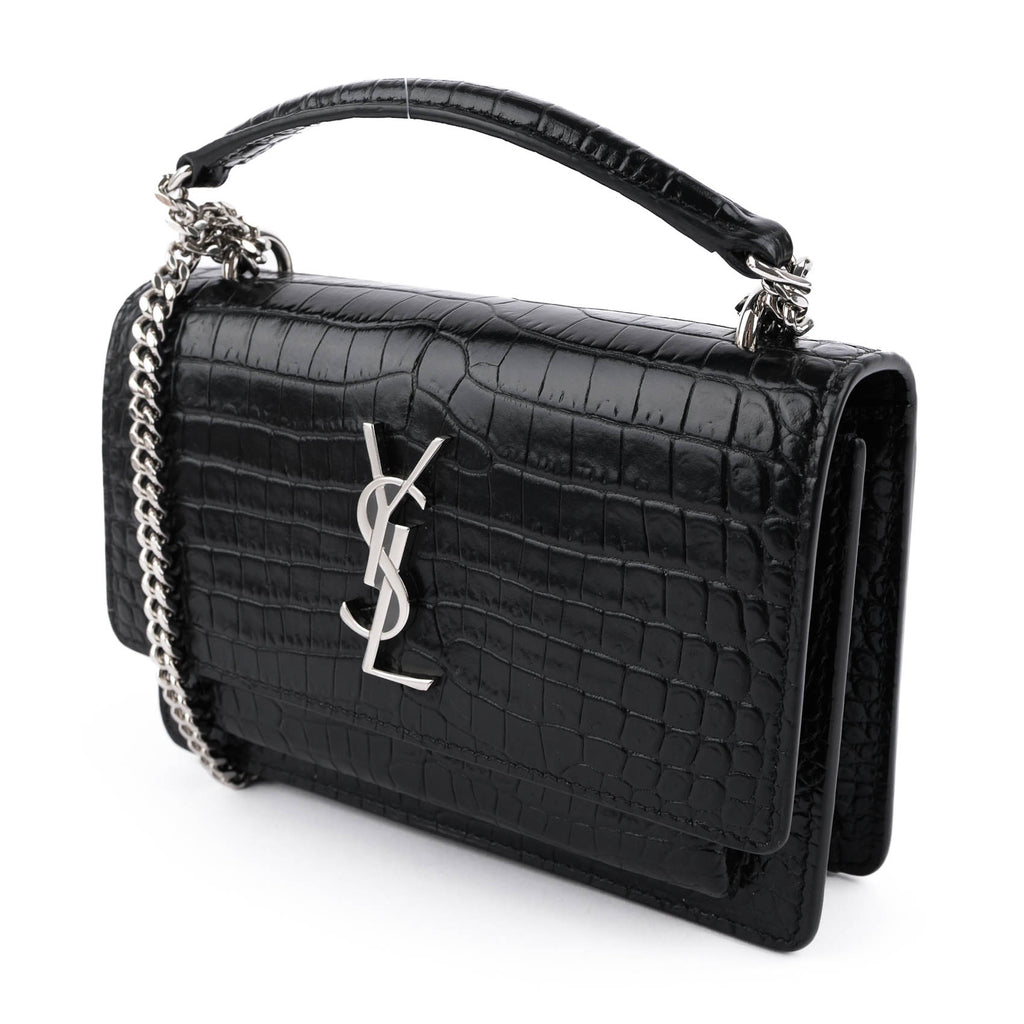 Saint Laurent Sunset Medium in Crocodile-Embossed Leather