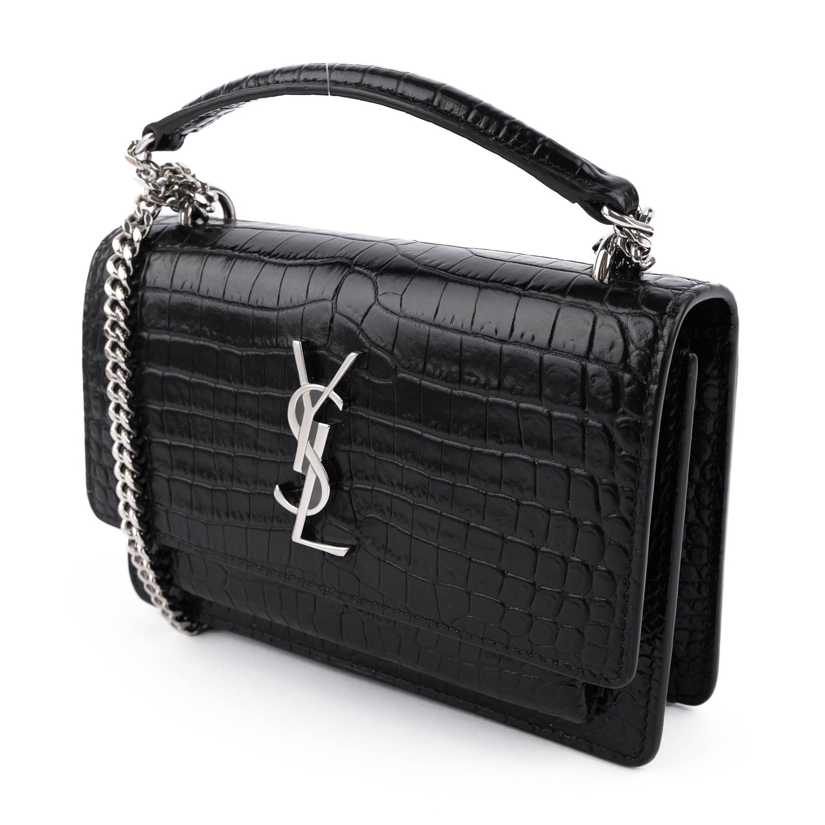 Saint Laurent Sunset Medium in Crocodile-Embossed Leather