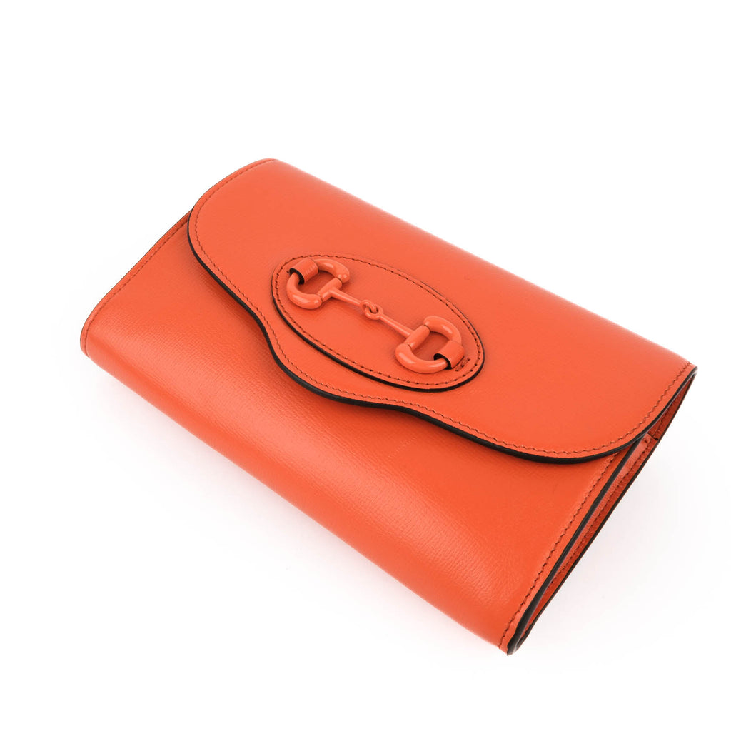 GUCCI Horsebit Mini Shoulder Bag Orange Leather Monochrome 2-Way