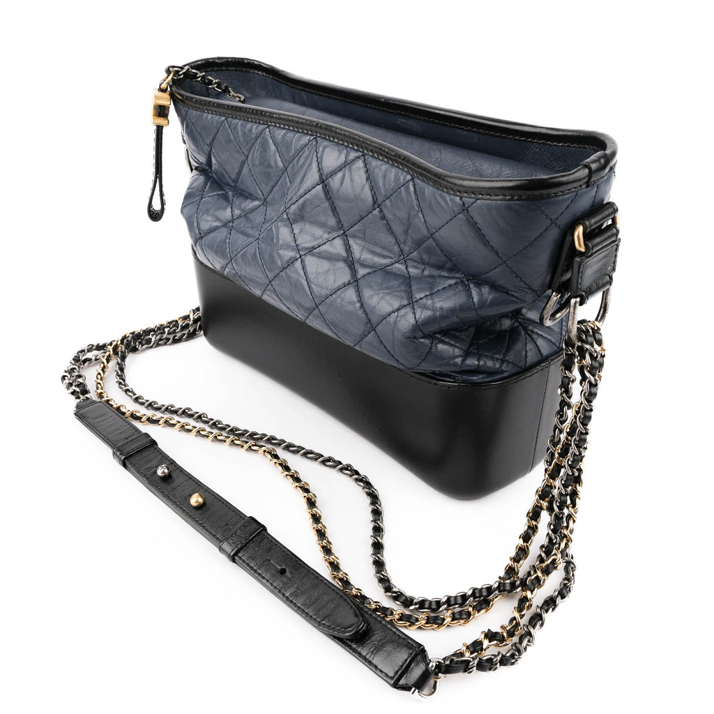 Chanel Gabrielle Medium Hobo Bag Navy Blue & Black Aged Calfskin AS1521