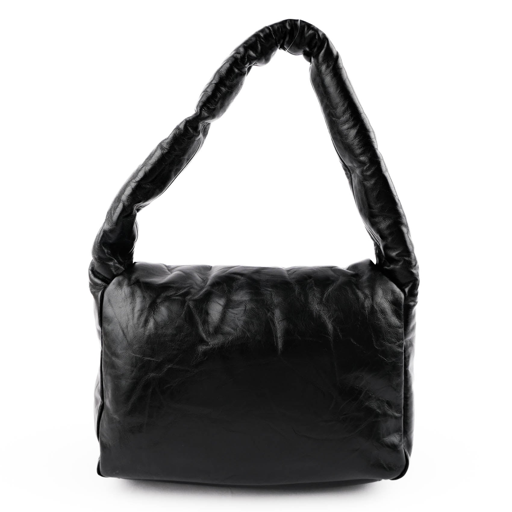 BALENCIAGA Monaco BB Logo Leather Shoulder Bag Black