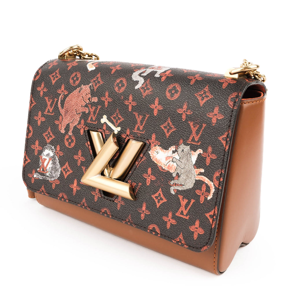 Louis Vuitton Catgram Twist MM Shoulder Bag Monogram Canvas Brown M44408